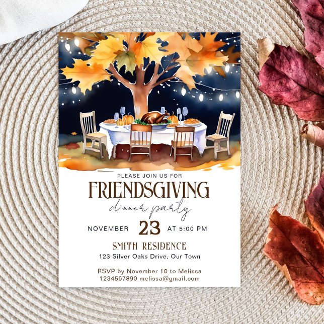 Friendsgivig Thanksgiving garden table under stars Invitation (Friendsgiving thanksgiving dinner party template invitation digital download under the stars table)