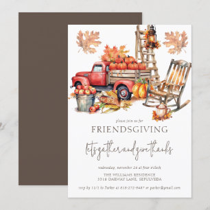 Friendsgiving Autumn Watercolor Truck Invitation