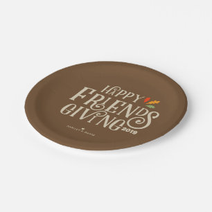 Friendsgiving Colour of Autumn Brown Paper Plate