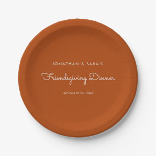 Friendsgiving Dinner Autumn Orange Paper Plate