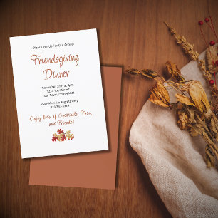 Friendsgiving Dinner Elegant Foliage Thanksgiving Invitation