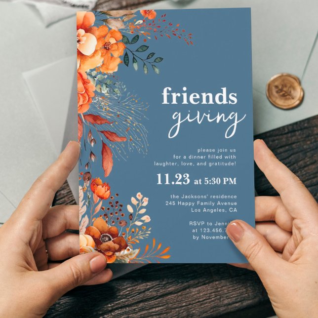 Friendsgiving dinner floral  invitation (Creator Uploaded)