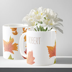 Friendsgiving Dinner Guest Name Modern Fall Leaves Coffee Mug