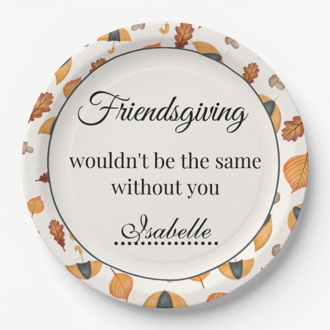 Friendsgiving Dinner Holiday Party Tableware Boho Paper Plate (Front)
