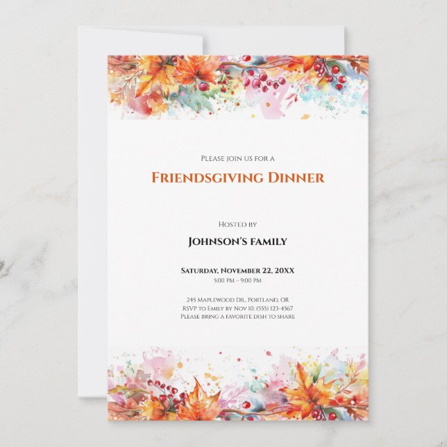 Friendsgiving Dinner Invitation (Front)