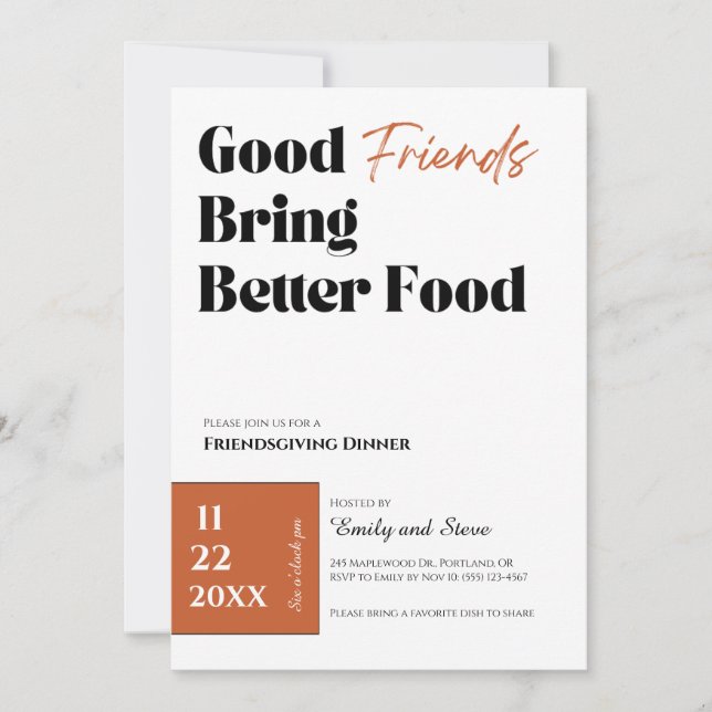 Friendsgiving Dinner Invitation (Front)