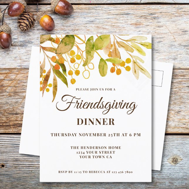 Friendsgiving Dinner Invitation Postcard (Creator Uploaded)