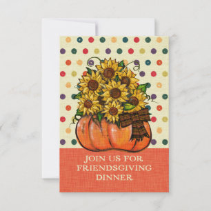 Friendsgiving Dinner Invitation Sunflowers Pumpkin