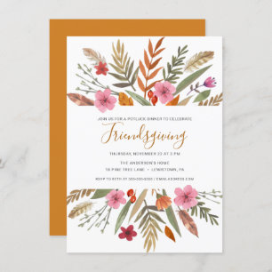 FRIENDSGIVING DINNER INVITE WATERCOLOR FOLIAGE