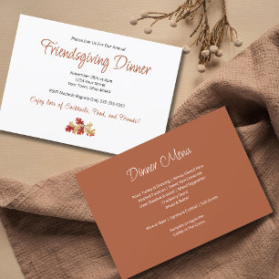 Friendsgiving Dinner Menu Thanksgiving Foliage Invitation