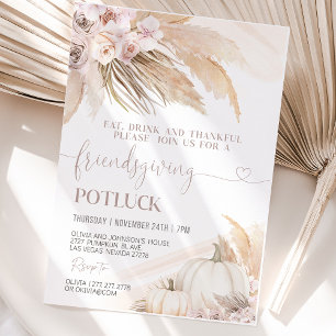 Friendsgiving Dinner Party Thankful Fall Autumn Invitation