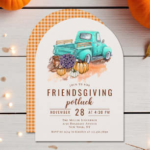 Friendsgiving Dinner Potluck Rustic Farm Truck Invitation