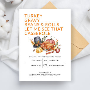 Friendsgiving Dinner Turkey Thanksgiving Party Invitation