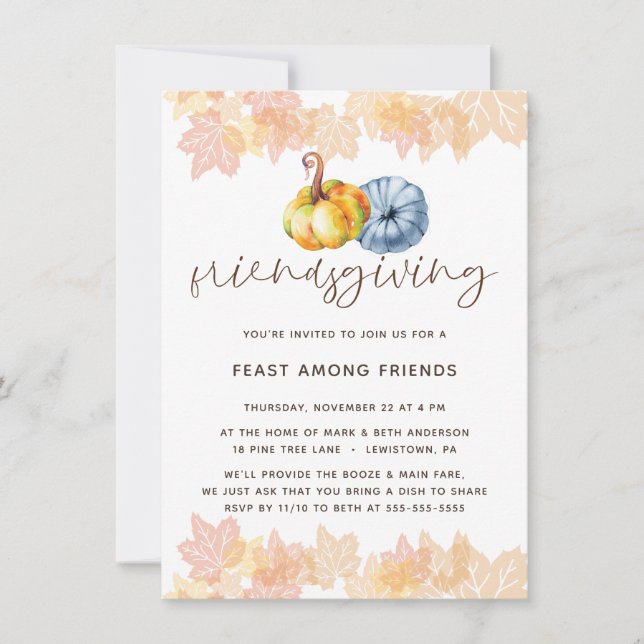 FRIENDSGIVING DINNER WATERCOLOR INVITATION (Front)