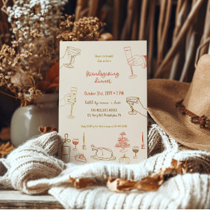 Friendsgiving Dinner whimsical invitation