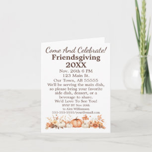 Friendsgiving Fall Autumn Thanksgiving Invitation