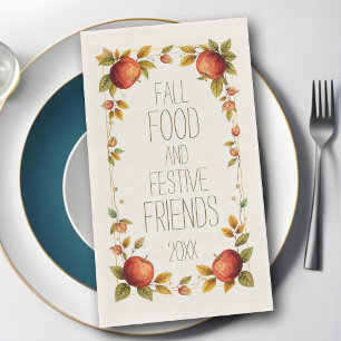 Friendsgiving Fall Food Festive Friends Apple Leaf Napkin