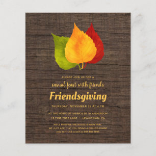 FRIENDSGIVING FALL LEAVES RUSTIC WOOD INVITE