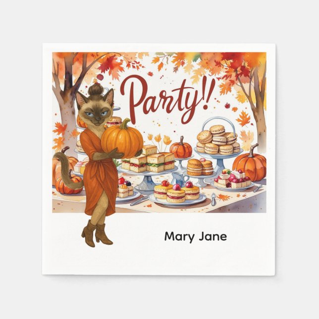 Friendsgiving Fall Party Napkins – Cosy Autumn  (Front)