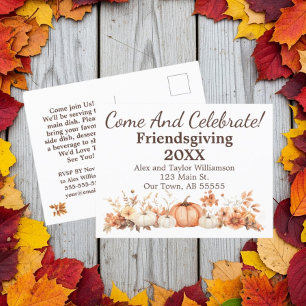 Friendsgiving Fall Thanksgiving Invite Postcard