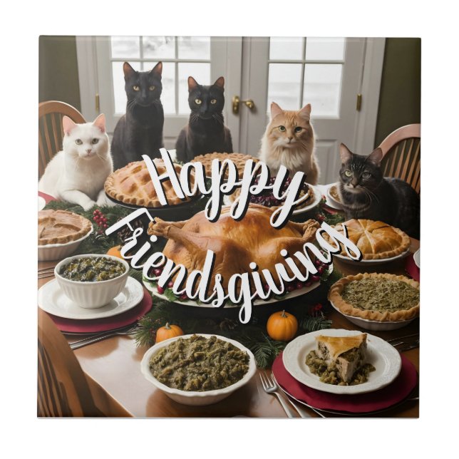 Friendsgiving Feast Ceramic Tile (Front)