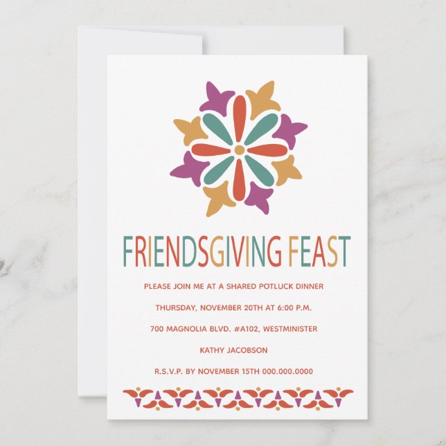 Friendsgiving Feast Modern Colourful Invitation (Front)