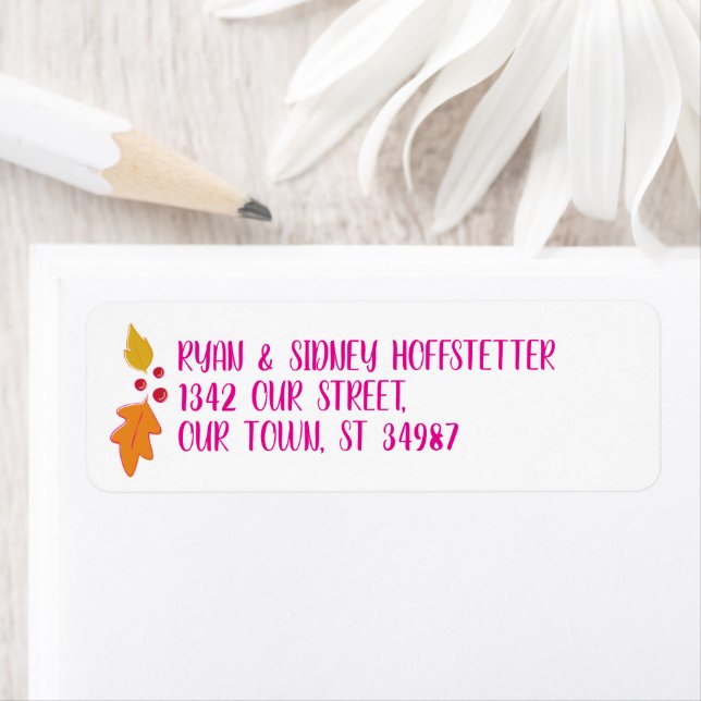 Friendsgiving Feast | Pink & Gold Return Address Label (Insitu)