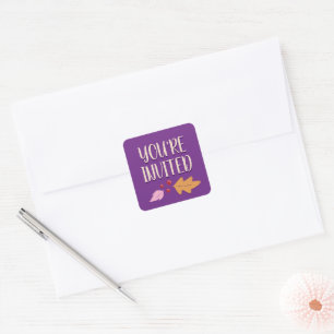 Friendsgiving Feast Purple & Gold Envelope Seal