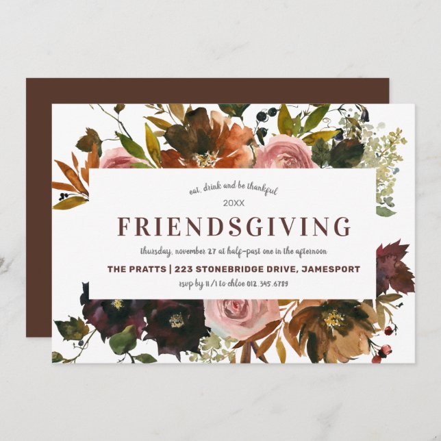 Friendsgiving Feast Thanksgiving Dinner Invitation (Front/Back)
