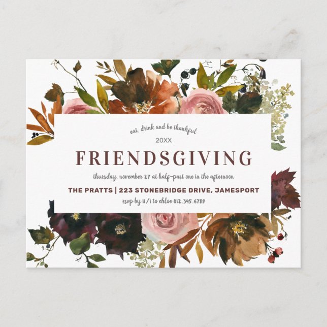 Friendsgiving Feast Thanksgiving Dinner Invitation Postcard (Front)