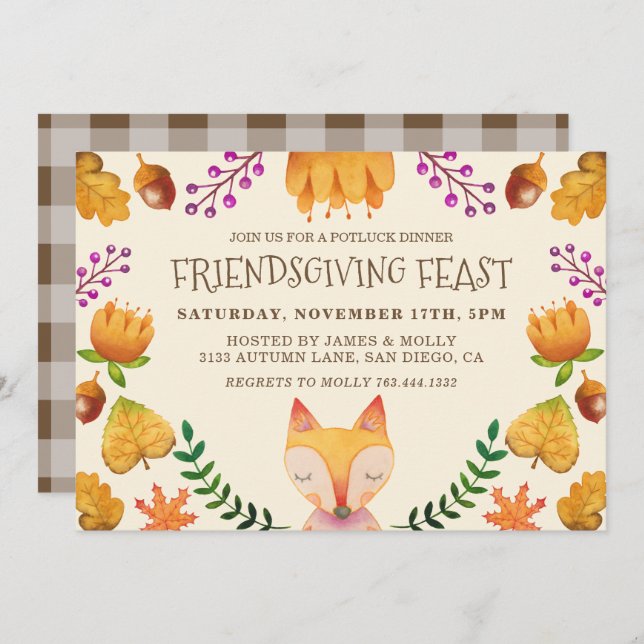 Friendsgiving Feast Thanksgiving Party Invitation (Front/Back)