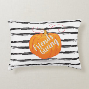 FriendsGiving Holiday Fall Maple Leaves & Pumpkin Decorative Cushion