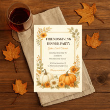 Friendsgiving Invitation and Matching Menu Card 