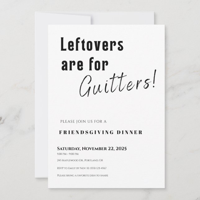 Friendsgiving Invitation • Leftovers Are for Quitt (Front)