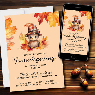 Friendsgiving Little Turkey Fall Watercolor Invitation