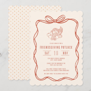 Friendsgiving Potluck Dinner Coquette Bow Invitation