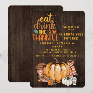 Friendsgiving Potluck Dinner Modern Watercolor Invitation