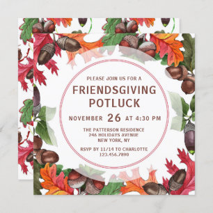 Friendsgiving Potluck Dinner Watercolor Floral Invitation