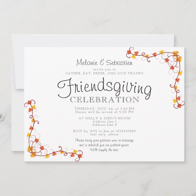 Friendsgiving Potluck Feast Thanksgiving Dinner Invitation (Front)
