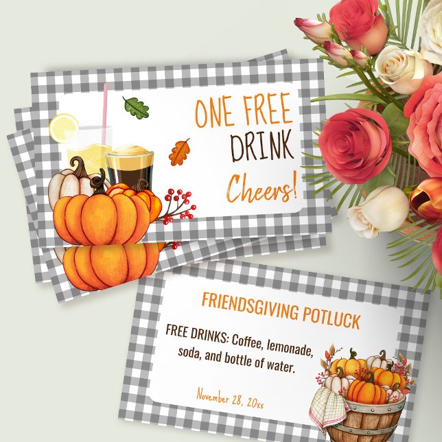 Friendsgiving Potluck Free Drink Card (Creator Uploaded)
