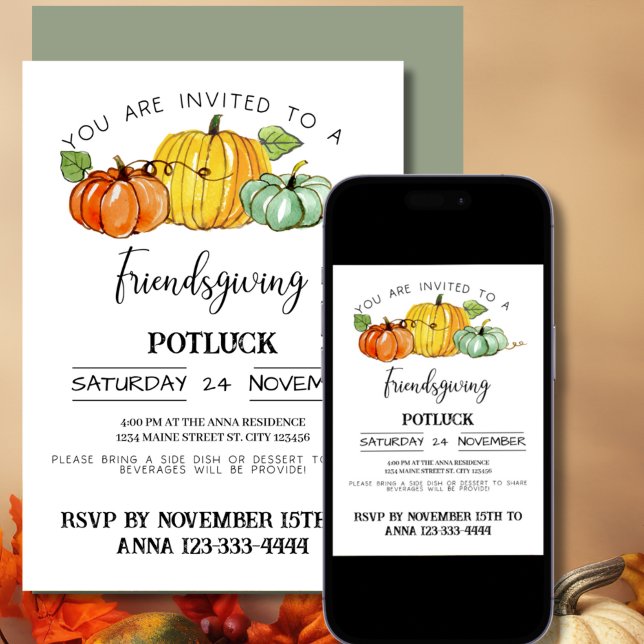 Friendsgiving Potluck Invitation (Friends Giving Potluck )