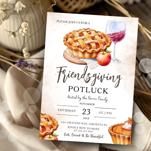 Friendsgiving Potluck Party Invitation (Creator Uploaded)
