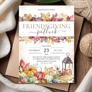 Friendsgiving Potluck Pumpkin Rustic Fall Invitation