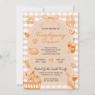 Friendsgiving Pumpkin Hand Drawn Dinner Party  Invitation