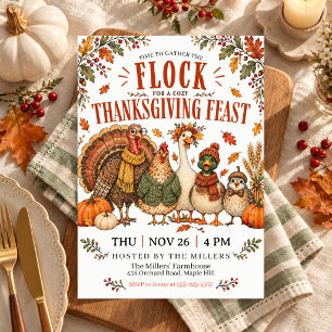 Friendsgiving Quirky Farm Animals Thanksgiving Invitation