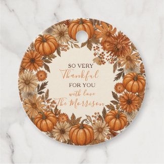 Friendsgiving Round Favour Tag Pumpkin Wreath