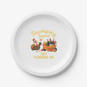 Friendsgiving Squad Get Flocked Up Oversized T-Shi Paper Plate