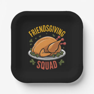 Friendsgiving Squad Turkey Dinner Gift Matching Paper Plate