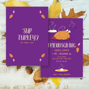 Friendsgiving Supper   Purple & Gold  Invitation