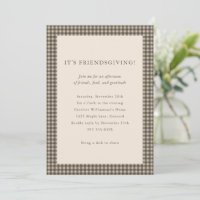 Friendsgiving Taupe Gingham Dinner Custom Fall